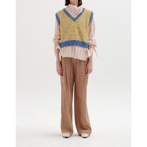 NEW EENK siki trimmed knit vest in yellow/blue multi